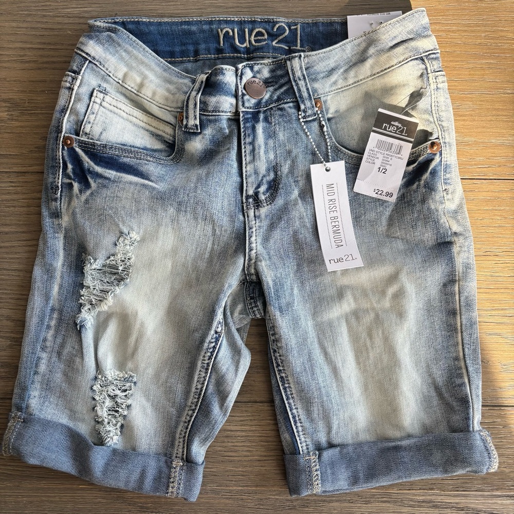 Rue21 Mid Rise Bermuda Denim Shorts